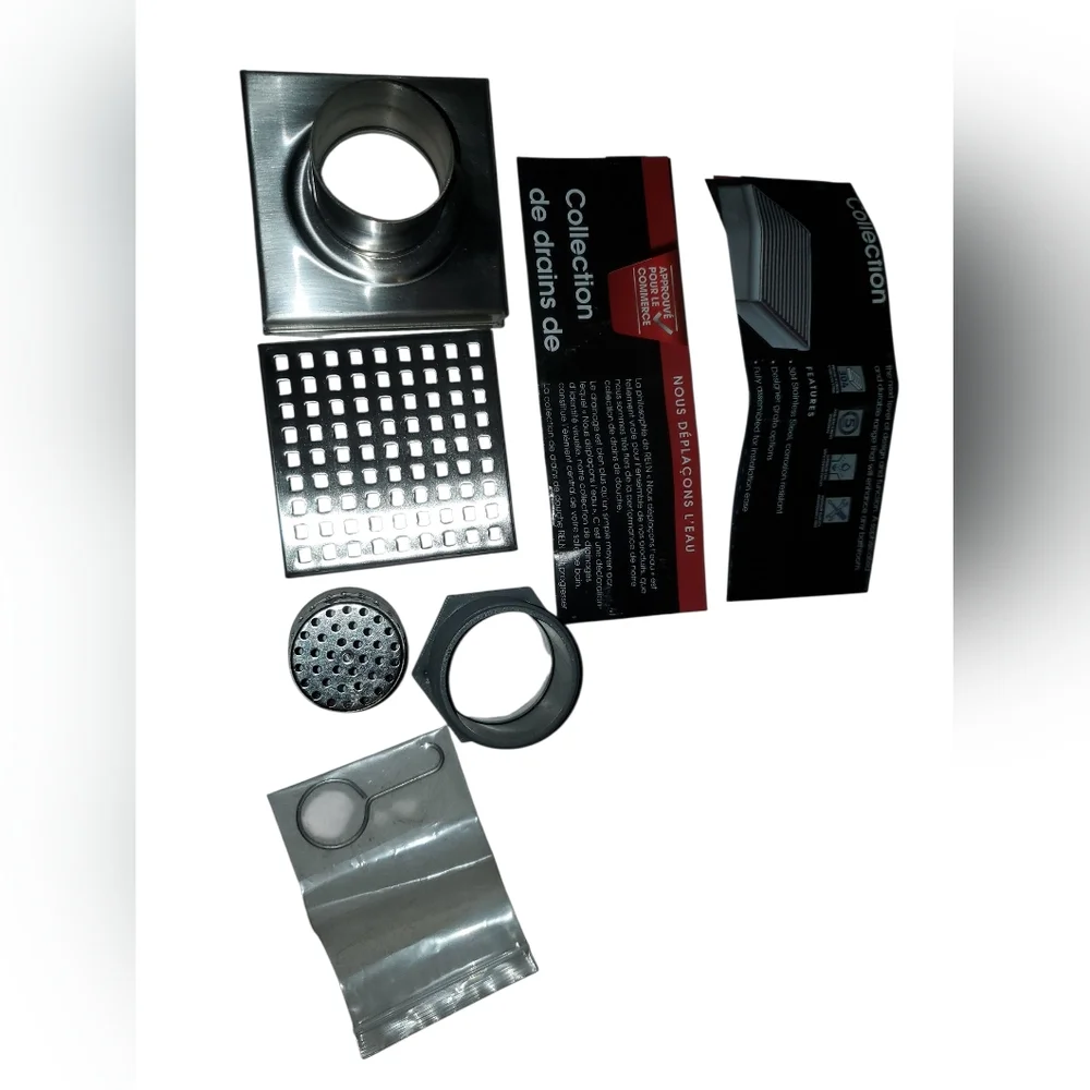 Reln 4x4 Shower Drain with Square Stainless Steel Grate NIB